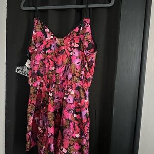 Angie Pink and Black Floral Romper